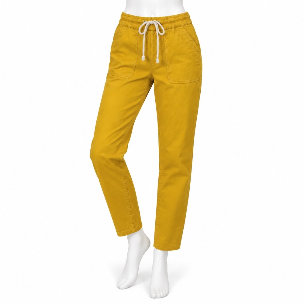 Pact Mustard Yellow Organic Cotton Drawstring Pants Women's Medium Ankle Utility